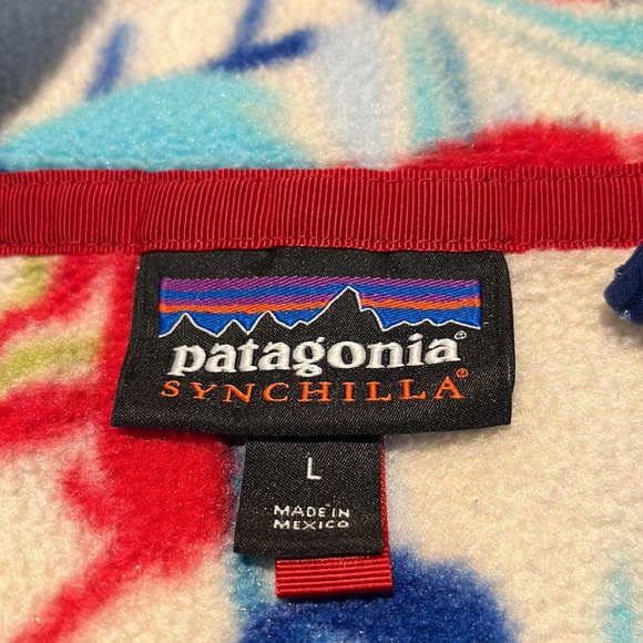 EXC Patagonia 2016 Fleece Synchilla Snap-T Feather Dance Channel Blue Women’s L - Picture 3 of 15